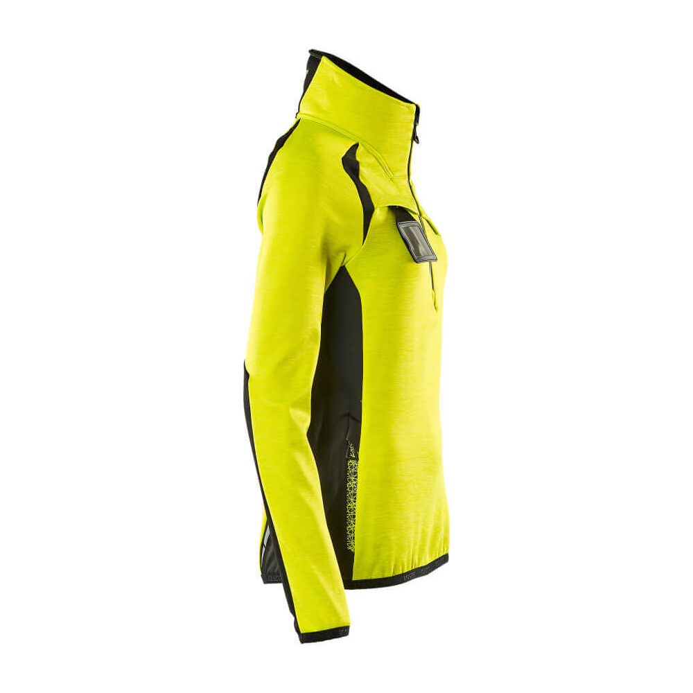 Mascot Fleece Jumper with half zip 19353-316 Left #colour_hi-vis-yellow-black
