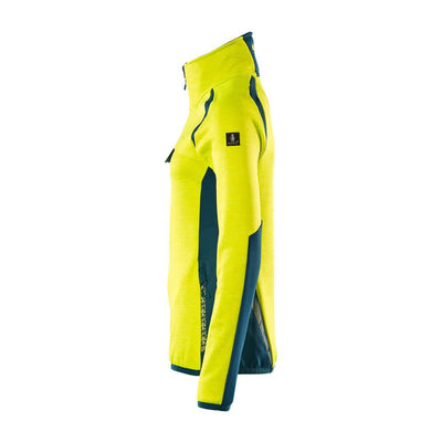 Mascot Fleece Jumper with half zip 19353-316 Right #colour_hi-vis-yellow-dark-petroleum