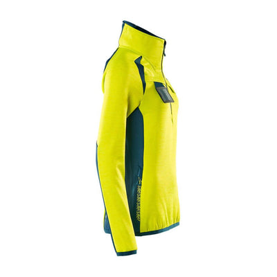 Mascot Fleece Jumper with half zip 19353-316 Left #colour_hi-vis-yellow-dark-petroleum
