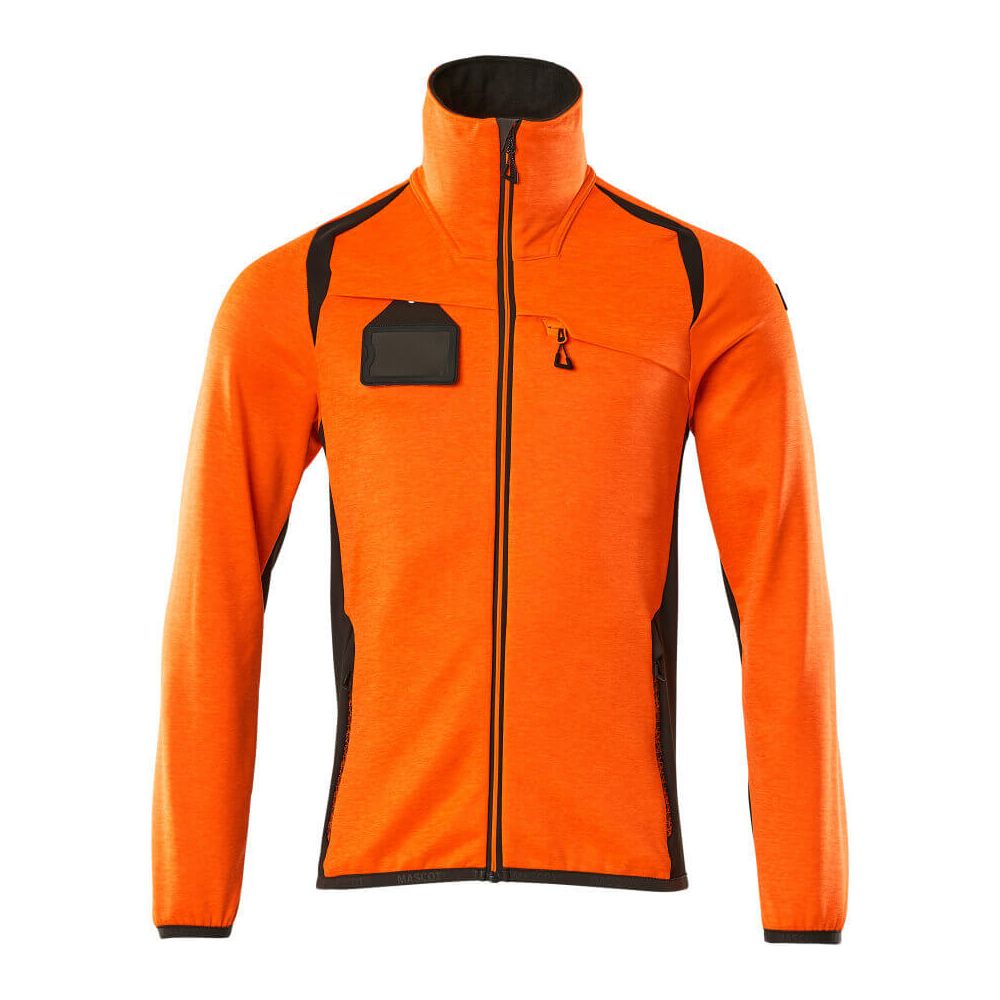 Mascot Fleece Jumper with zip 19403-316 Front #colour_hi-vis-orange-dark-anthracite-grey