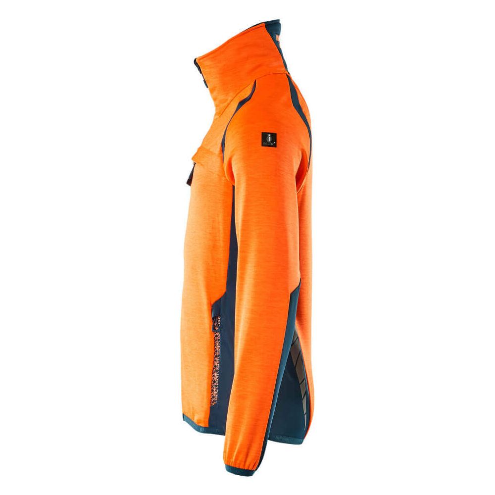 Mascot Fleece Jumper with zip 19403-316 Right #colour_hi-vis-orange-dark-petroleum