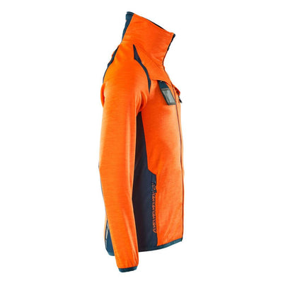 Mascot Fleece Jumper with zip 19403-316 Left #colour_hi-vis-orange-dark-petroleum