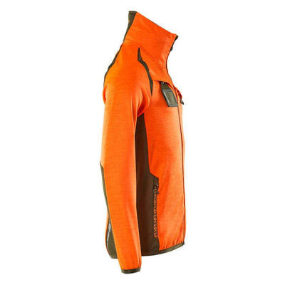 Mascot Fleece Jumper with zip 19403-316 Left #colour_hi-vis-orange-moss-green