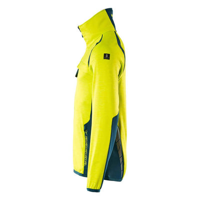 Mascot Fleece Jumper with zip 19403-316 Right #colour_hi-vis-yellow-dark-petroleum