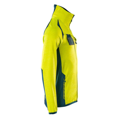 Mascot Fleece Jumper with zip 19403-316 Left #colour_hi-vis-yellow-dark-petroleum