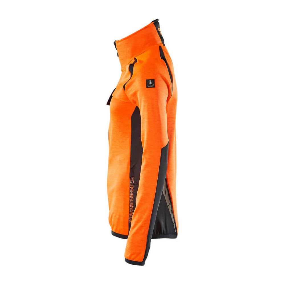 Mascot Fleece Jumper with zip 19453-316 Right #colour_hi-vis-orange-dark-navy-blue