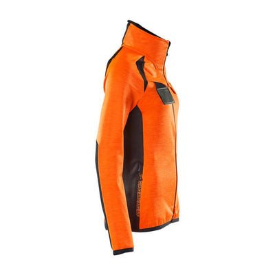 Mascot Fleece Jumper with zip 19453-316 Left #colour_hi-vis-orange-dark-navy-blue