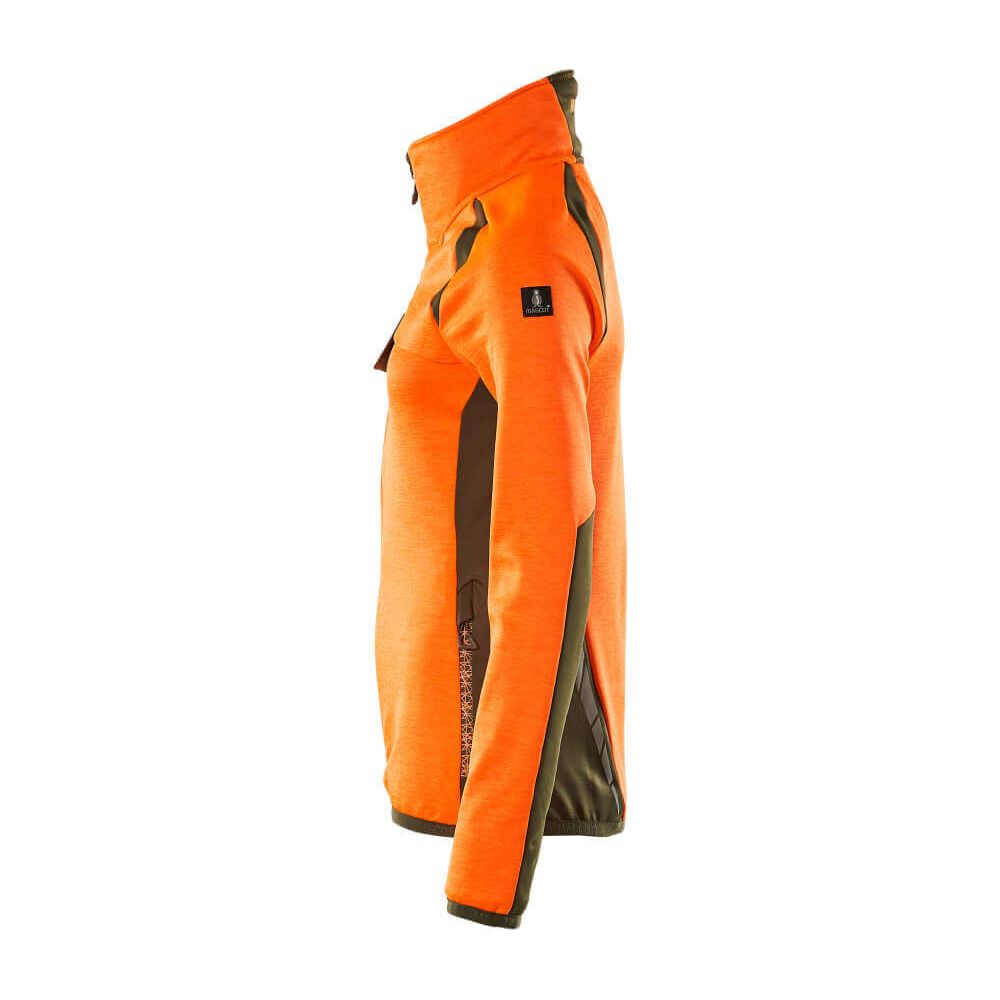 Mascot Fleece Jumper with zip 19453-316 Right #colour_hi-vis-orange-moss-green