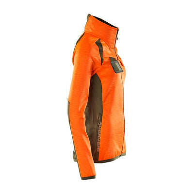 Mascot Fleece Jumper with zip 19453-316 Left #colour_hi-vis-orange-moss-green