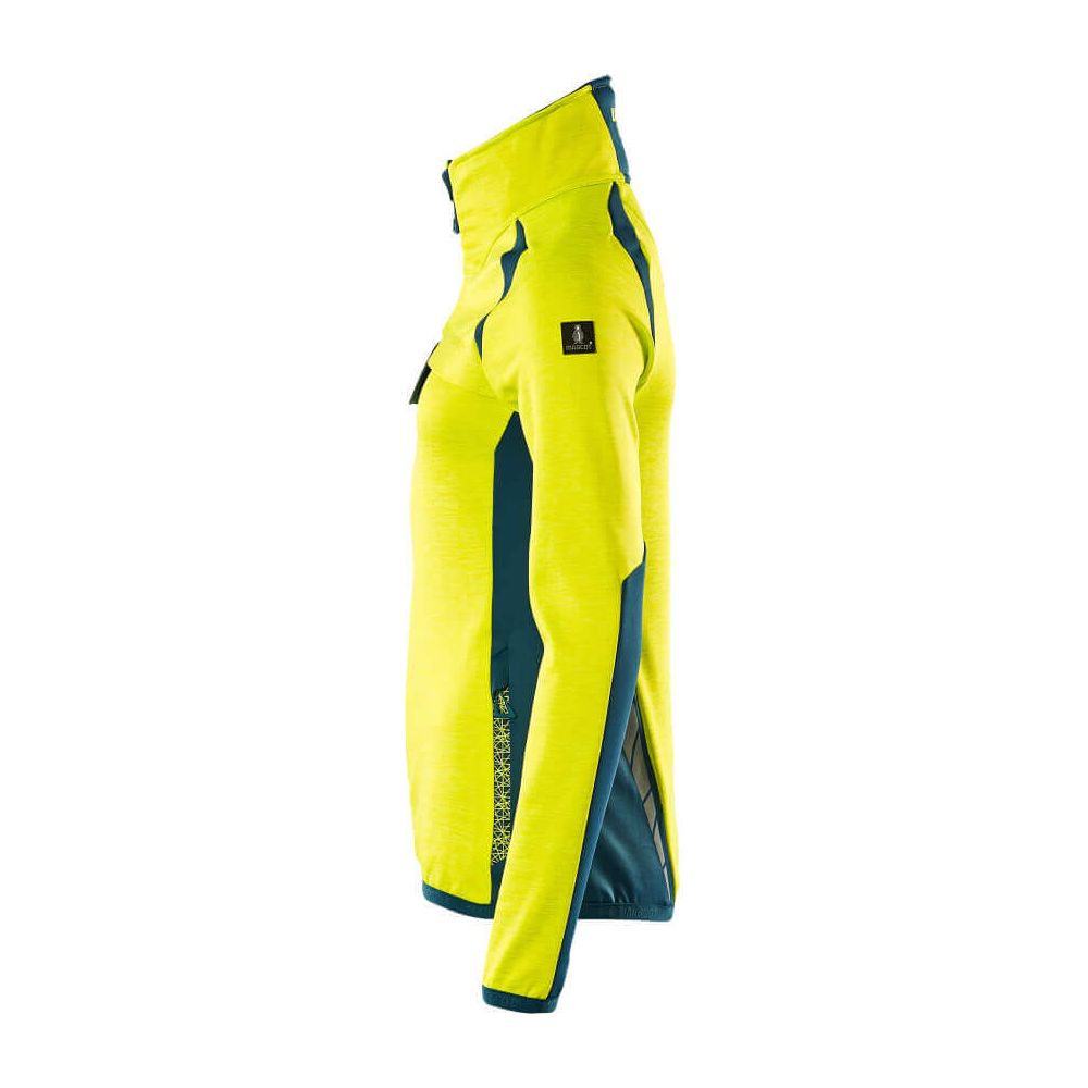 Mascot Fleece Jumper with zip 19453-316 Right #colour_hi-vis-yellow-dark-petroleum