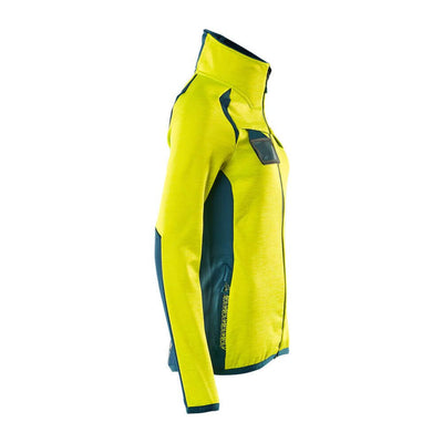 Mascot Fleece Jumper with zip 19453-316 Left #colour_hi-vis-yellow-dark-petroleum