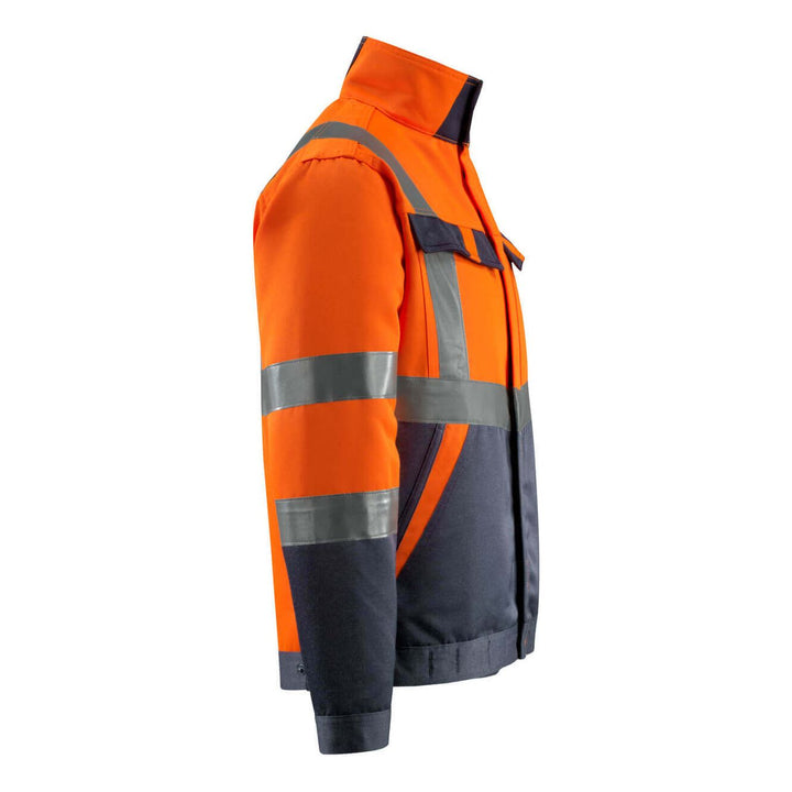 Mascot Forster Hi-Vis Jacket 15909-948 Left #colour_hi-vis-orange-dark-navy-blue