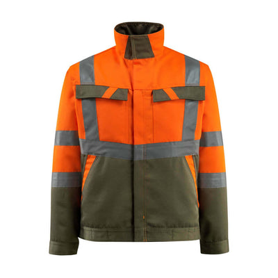 Mascot Forster Hi-Vis Jacket 15909-948 Front #colour_hi-vis-orange-moss-green