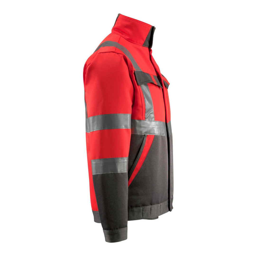 Mascot Forster Hi-Vis Jacket 15909-948 Left #colour_hi-vis-red-dark-anthracite-grey