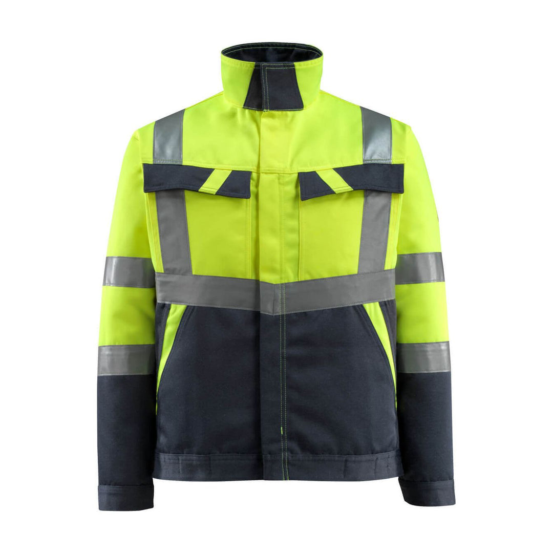 Mascot Forster Hi-Vis Jacket 15909-948 Front #colour_hi-vis-yellow-dark-navy-blue