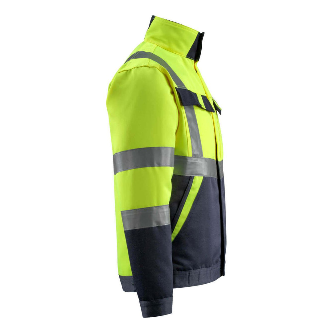 Mascot Forster Hi-Vis Jacket 15909-948 Left #colour_hi-vis-yellow-dark-navy-blue