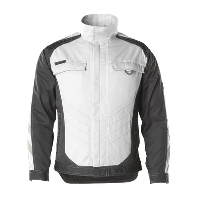 Mascot Fulda Work Jacket 12209-442 Front #colour_white-dark-anthracite-grey
