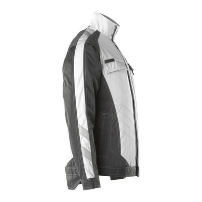 Mascot Fulda Work Jacket 12209-442 Left #colour_white-dark-anthracite-grey