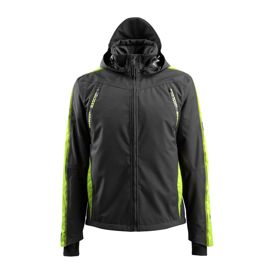 Mascot Gandia Shell Jacket Breathable-Waterproof 15001-222 Front #colour_black-hi-vis-yellow