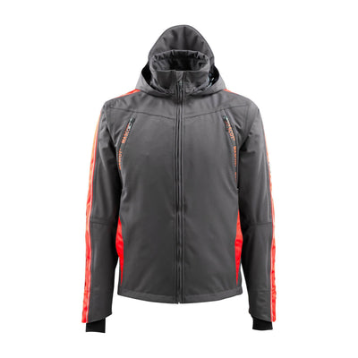 Mascot Gandia Shell Jacket Breathable-Waterproof 15001-222 Front #colour_dark-anthracite-grey-hi-vis-red