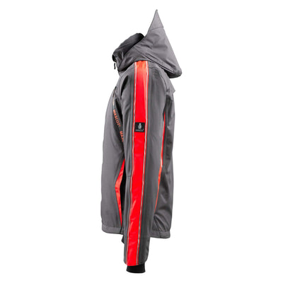 Mascot Gandia Shell Jacket Breathable-Waterproof 15001-222 Right #colour_dark-anthracite-grey-hi-vis-red