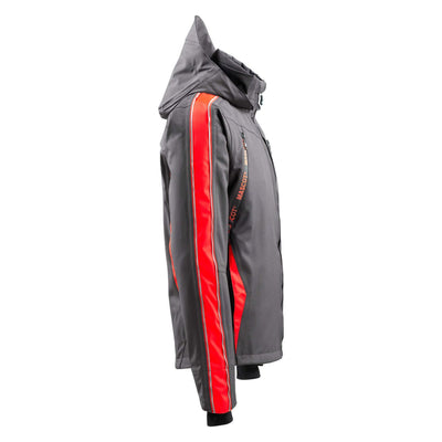 Mascot Gandia Shell Jacket Breathable-Waterproof 15001-222 Left #colour_dark-anthracite-grey-hi-vis-red