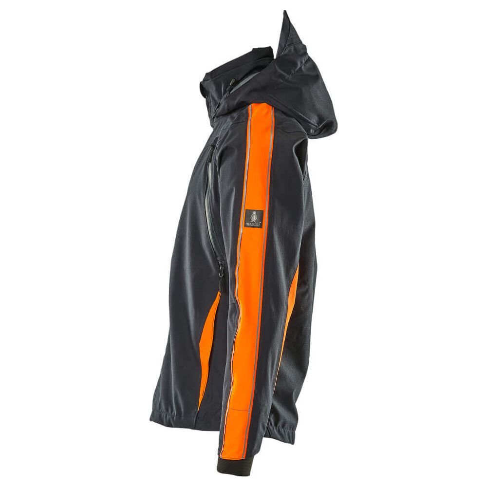 Mascot Gandia Shell Jacket Breathable-Waterproof 15001-222 Right #colour_dark-navy-blue-hi-vis-orange