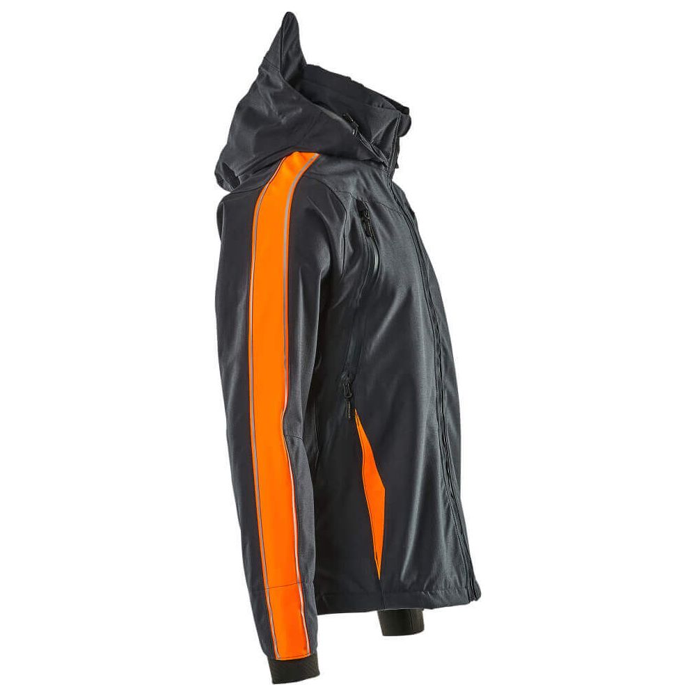 Mascot Gandia Shell Jacket Breathable-Waterproof 15001-222 Left #colour_dark-navy-blue-hi-vis-orange