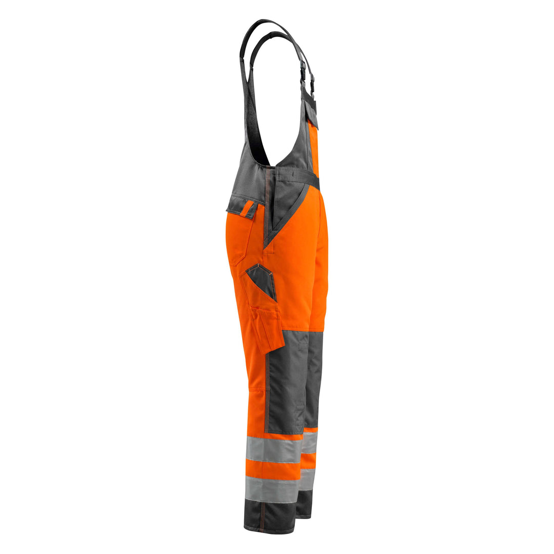 Mascot Gosford Hi-Vis Bib Brace Overall 15969-948 Left #colour_hi-vis-orange-dark-anthracite-grey