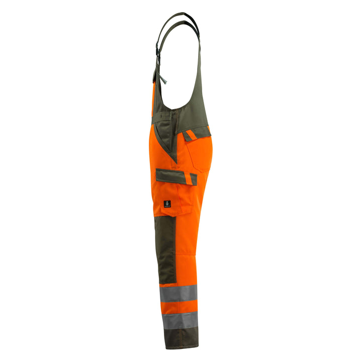 Mascot Gosford Hi-Vis Bib Brace Overall 15969-948 Right #colour_hi-vis-orange-moss-green