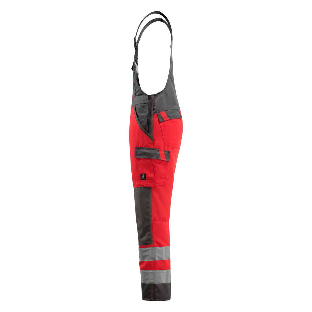 Mascot Gosford Hi-Vis Bib Brace Overall 15969-948 Right #colour_hi-vis-red-dark-anthracite-grey