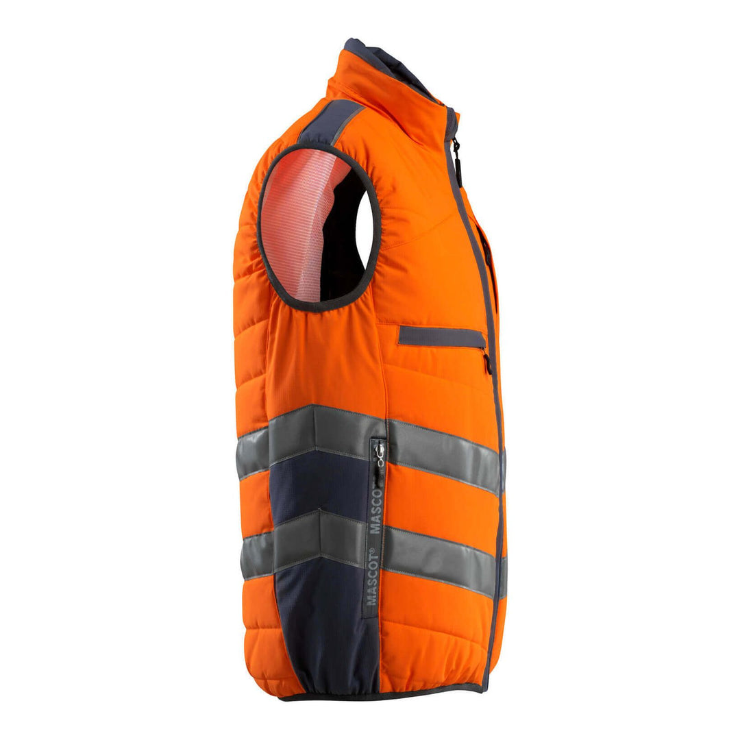 Mascot Grimsby Hi-Vis Winter Gilet 15565-249 Left #colour_hi-vis-orange-dark-navy-blue