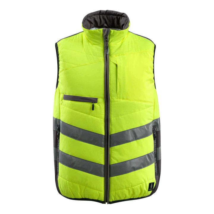 Mascot Grimsby Hi-Vis Winter Gilet 15565-249 Front #colour_hi-vis-yellow-dark-anthracite-grey