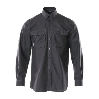Mascot Hampton Long-Sleeved Work Shirt Front #colour_black