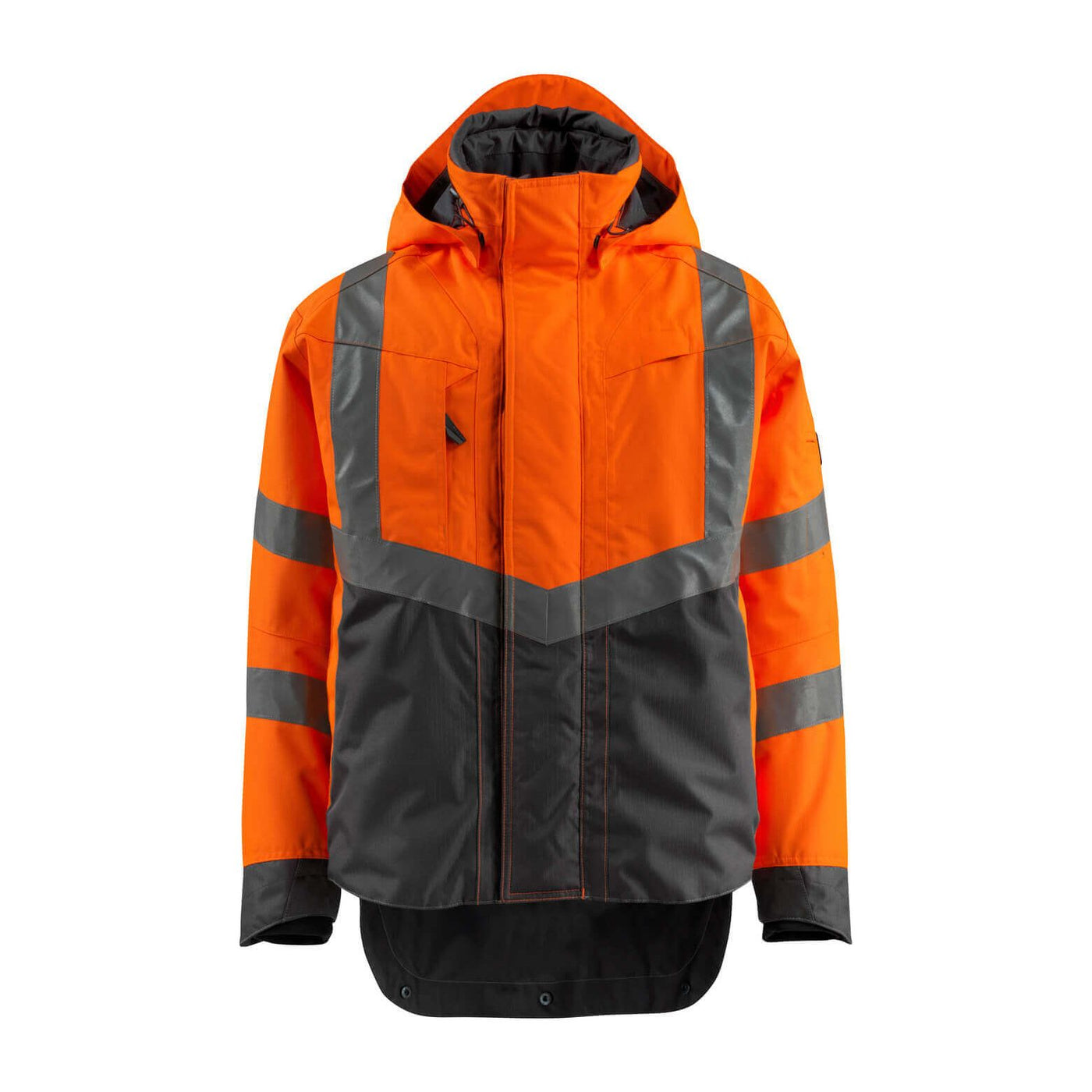 Mascot Harlow Hi-Vis Shell Jacket 15501-231 Front #colour_hi-vis-orange-dark-anthracite-grey