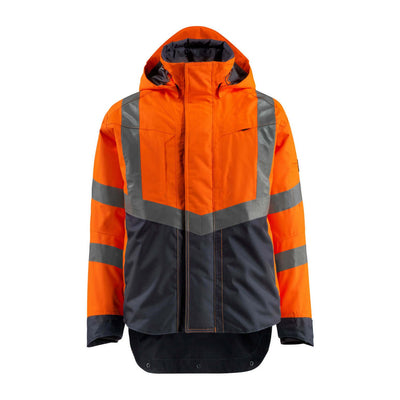 Mascot Harlow Hi-Vis Shell Jacket 15501-231 Front #colour_hi-vis-orange-dark-navy-blue