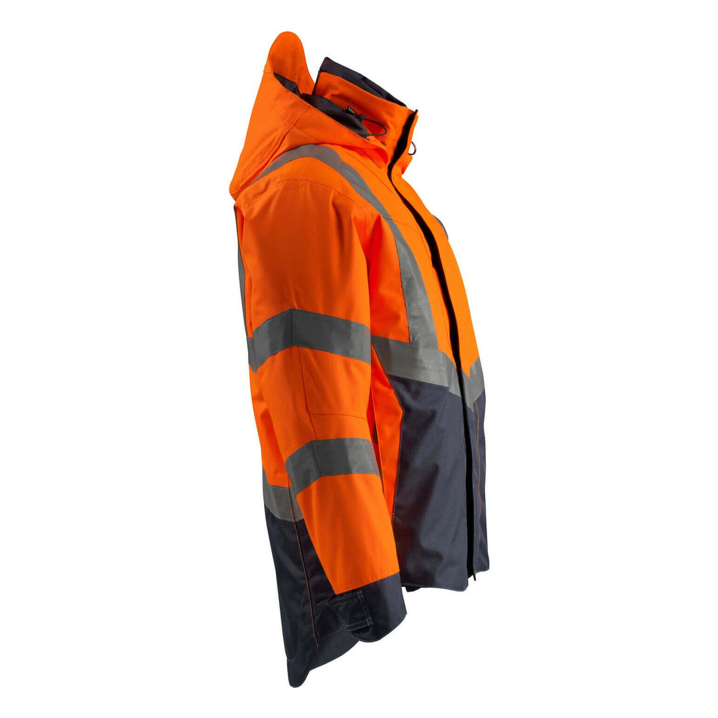 Mascot Harlow Hi-Vis Shell Jacket 15501-231 Left #colour_hi-vis-orange-dark-navy-blue