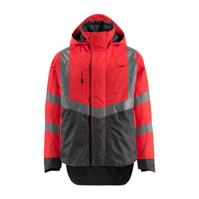 Mascot Harlow Hi-Vis Shell Jacket 15501-231 Front #colour_hi-vis-red-dark-anthracite-grey