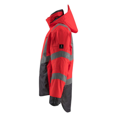 Mascot Harlow Hi-Vis Shell Jacket 15501-231 Right #colour_hi-vis-red-dark-anthracite-grey