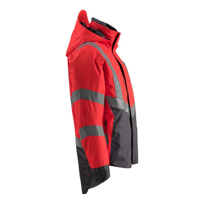 Mascot Harlow Hi-Vis Shell Jacket 15501-231 Left #colour_hi-vis-red-dark-anthracite-grey