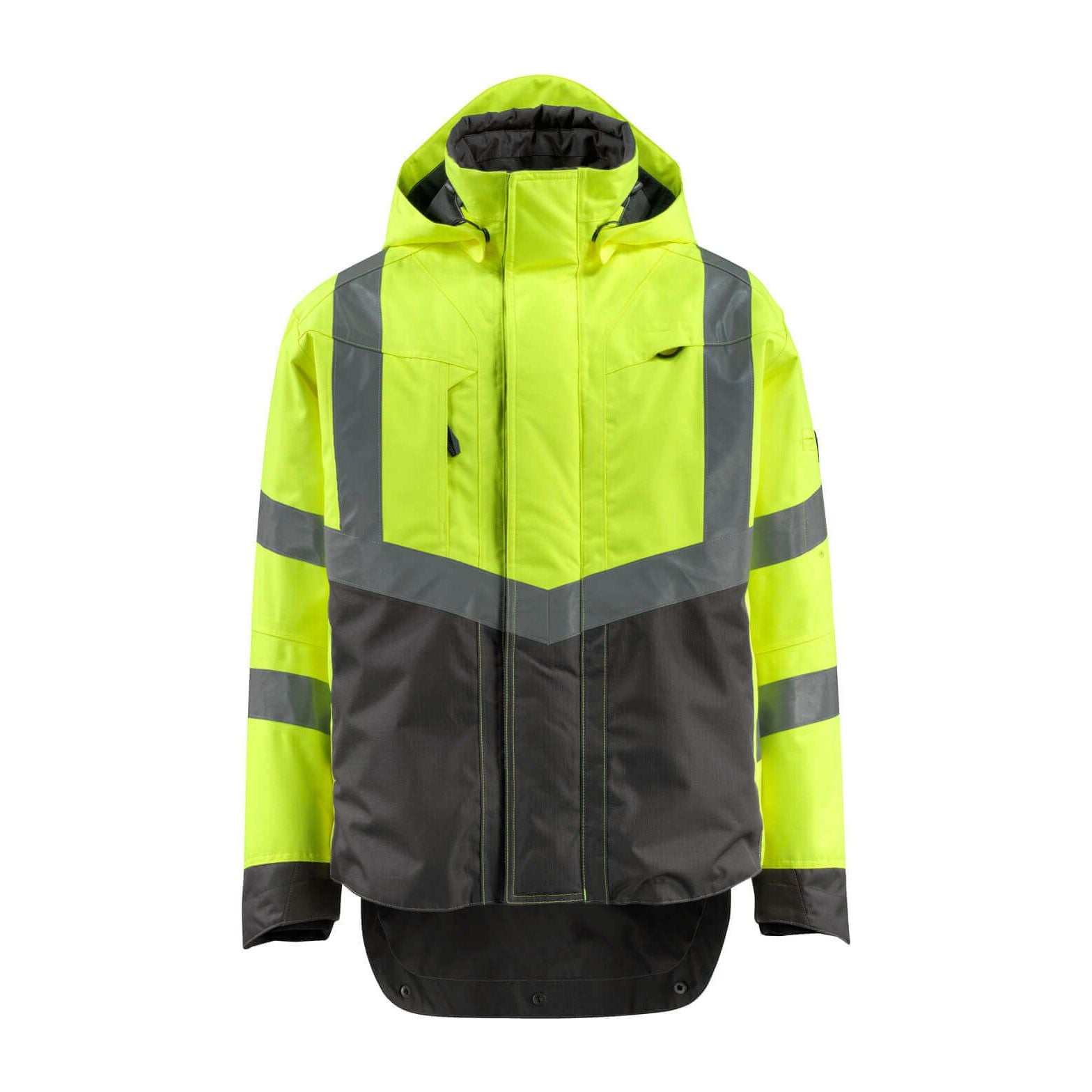 Mascot Harlow Hi-Vis Shell Jacket 15501-231 Front #colour_hi-vis-yellow-dark-anthracite-grey