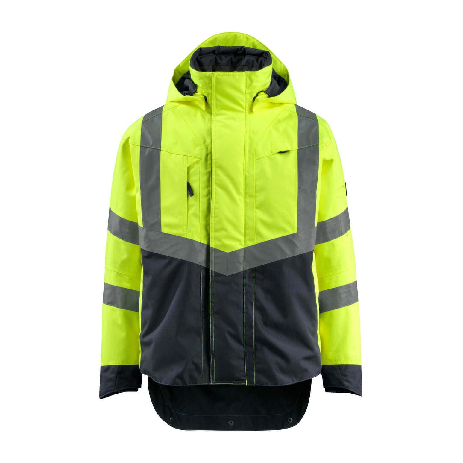 Mascot Harlow Hi-Vis Shell Jacket 15501-231 Front #colour_hi-vis-yellow-dark-navy-blue