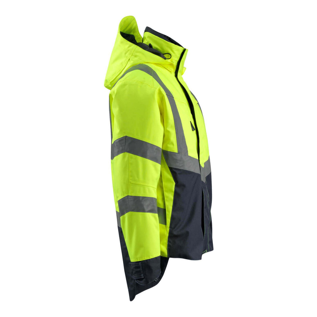 Mascot Harlow Hi-Vis Shell Jacket 15501-231 Left #colour_hi-vis-yellow-dark-navy-blue