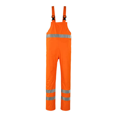 Mascot Hartberg Hi-Vis Rain Bib Brace Overall 50103-814 Front #colour_hi-vis-orange