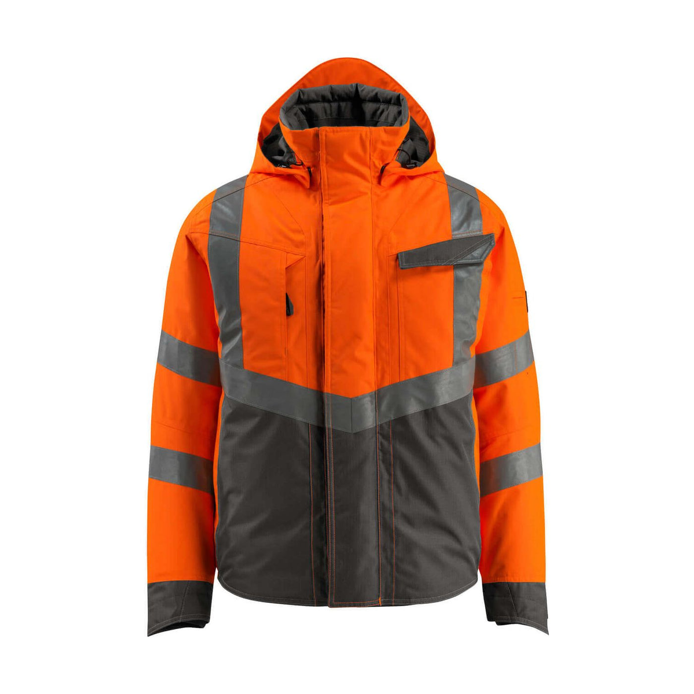 Mascot Hastings Hi-Vis Winter Jacket 15535-231 Front #colour_hi-vis-orange-dark-anthracite-grey