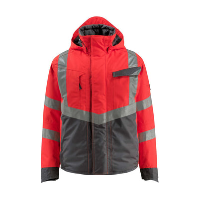 Mascot Hastings Hi-Vis Winter Jacket 15535-231 Front #colour_hi-vis-red-dark-anthracite-grey