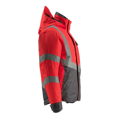 Mascot Hastings Hi-Vis Winter Jacket 15535-231 Left #colour_hi-vis-red-dark-anthracite-grey