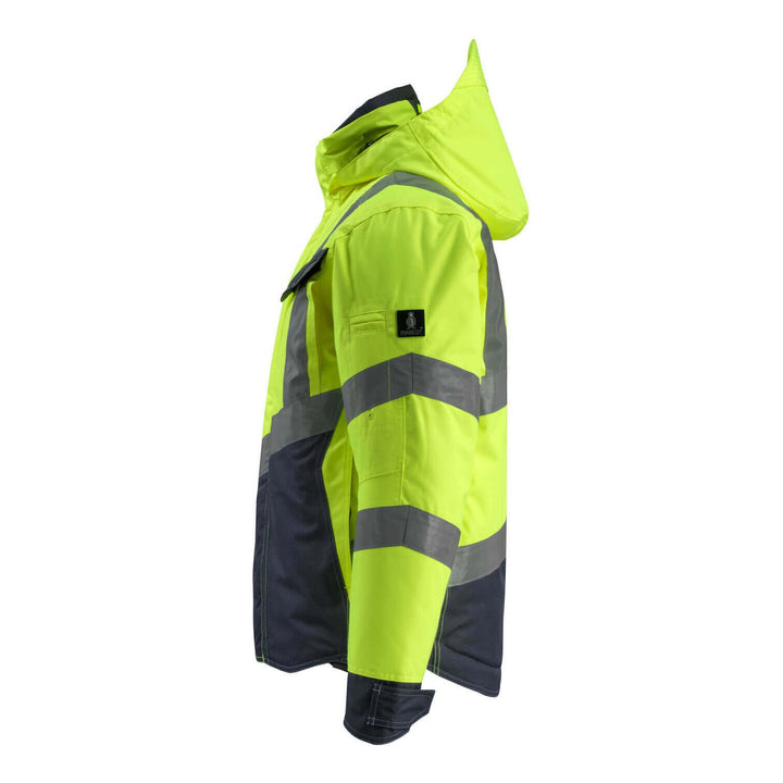 Mascot Hastings Hi-Vis Winter Jacket 15535-231 Right #colour_hi-vis-yellow-dark-navy-blue