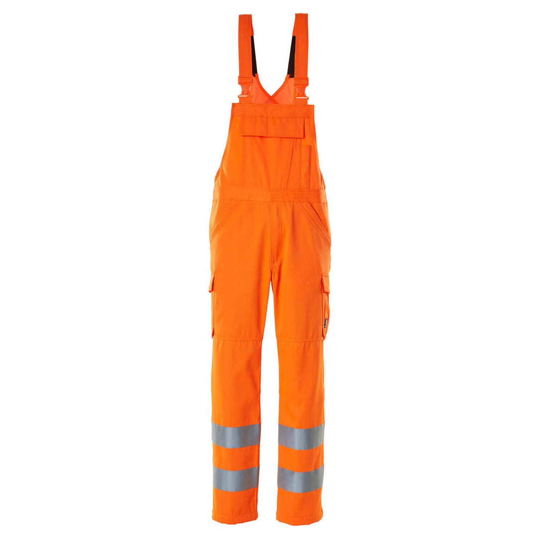 Mascot Hi-Vis Bib Brace Overall 18869-860 Front #colour_hi-vis-orange