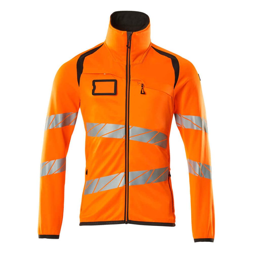 Mascot Hi-Vis Fleece Jumper with zip 19103-315 Front #colour_hi-vis-orange-dark-anthracite-grey